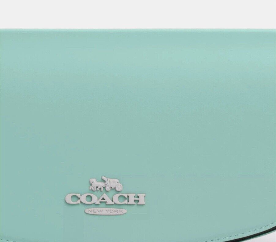 Coach Leather Medium Andrea Shoulder Bag In Faded Blue